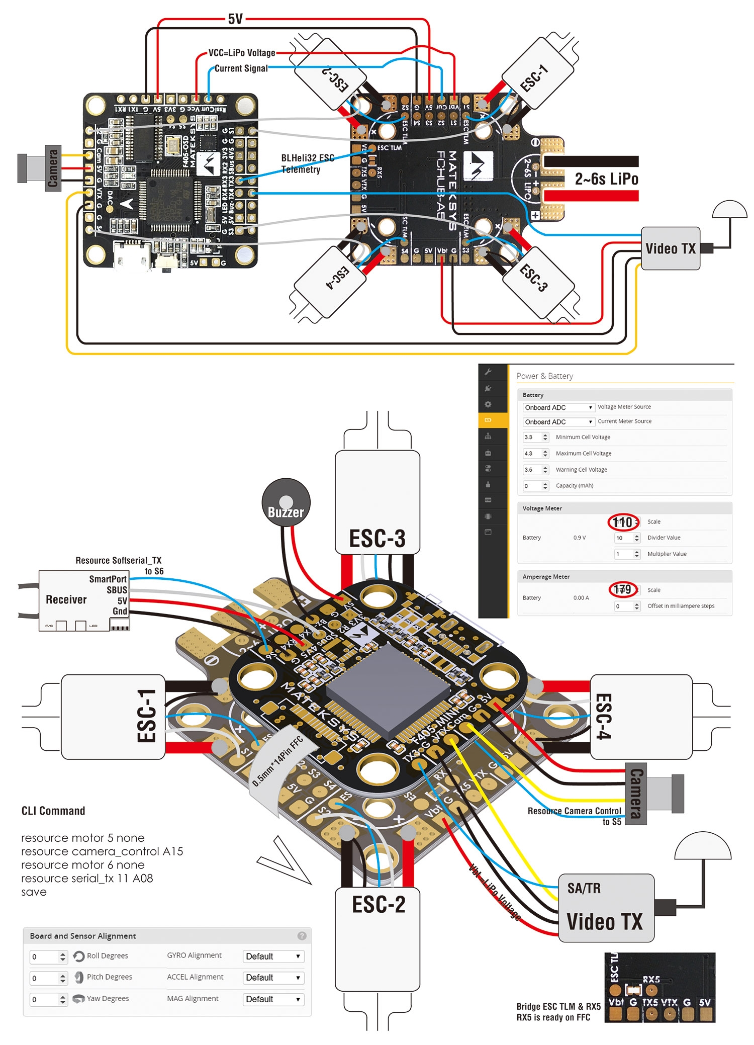 Matek Systems FCHUB A5 PDB Built-in 184A Current Sensor 5V 2A BEC 2-6S for RC Drone FPV Racing Multi Rotor