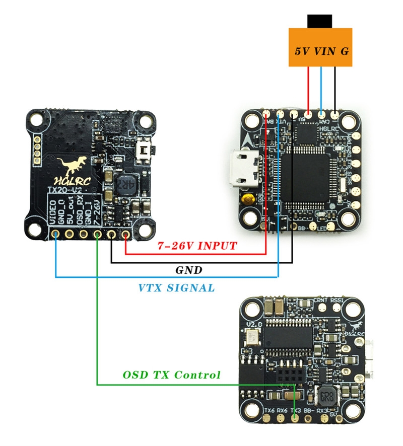 20x20mm HGLRC F438-TX20 V2 Flytower Micro F4 Flight Controller & 33A BL_S ESC & 25/100/200/350mW VTX