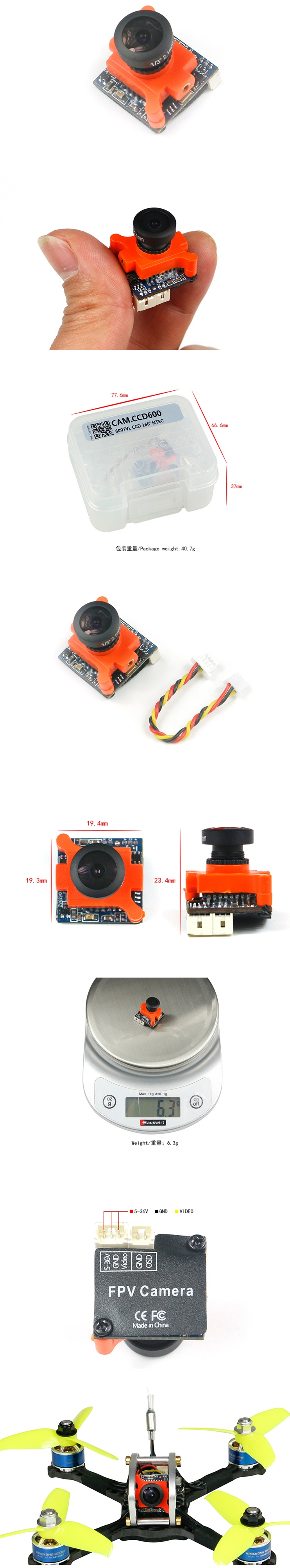 KINGKONG/LDARC FPV EGG Pro RC FPV Racing Drone Spare Parts CCD600 Camera 2.1mm FOV 160 Degree