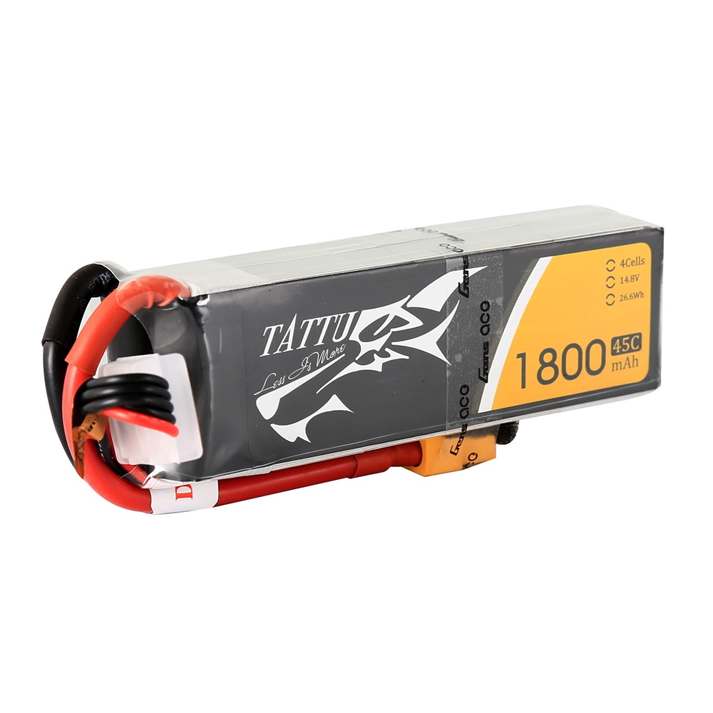 Gens Tattu 14.8V 1800mAh 45C 4S1P Lipo Battery With XT60 Plug For RC FPV