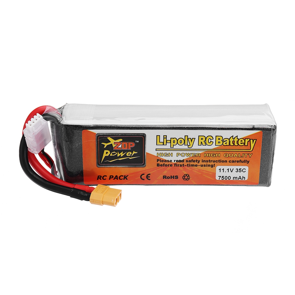 ZOP Power 11.1V 7500mAh 35C 3S Lipo Battery XT60 Plug for RC Quadcopter Car