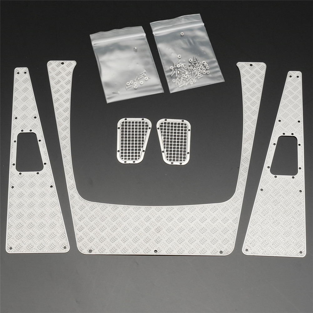 Metal Grill Mesh + Hood Side Tread Plate + Skid Plate for Traxxas TRX4 Trx-4 1/10 Rc Car Parts