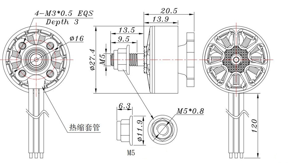 Sunnysky E-R2207 2207 1800KV 2580KV 3-4S Brushless Motor for RC Drone FPV Racing CW Screw Thread