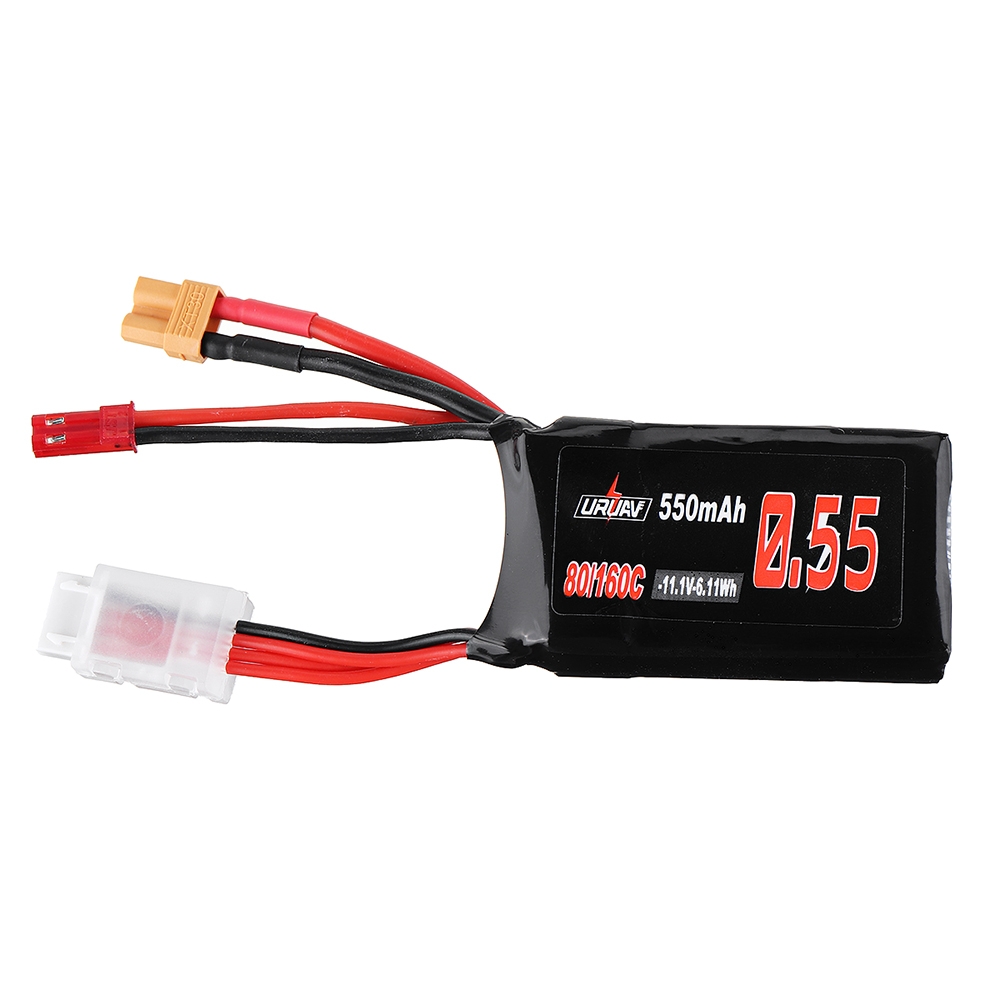 URUAV 11.1V 550mAh 80/160C 3S Lipo Battery JST XT30 Plug for Eachine Lizard95