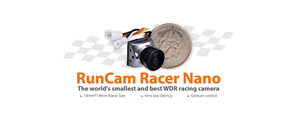 Runcam Racer Nano CMOS 700TVL 1.8mm/2.1mm Super WDR Smallest FPV Camera 6ms Low Latency Gesture Control Integrated OSD for FPV Racer Drone