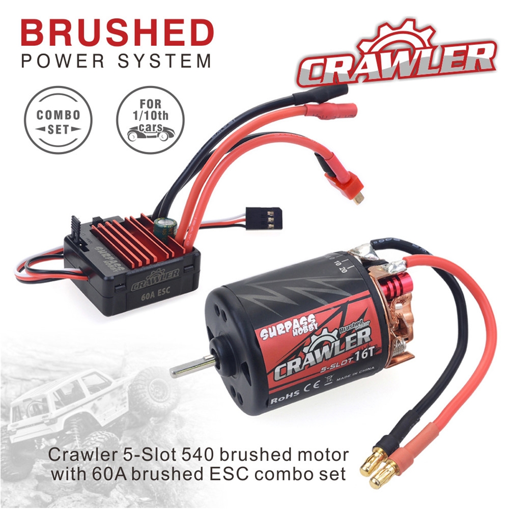 SURPASS Hobby Brush 540 16T RC Car Motor+60A ESC For 1/10 Crawler