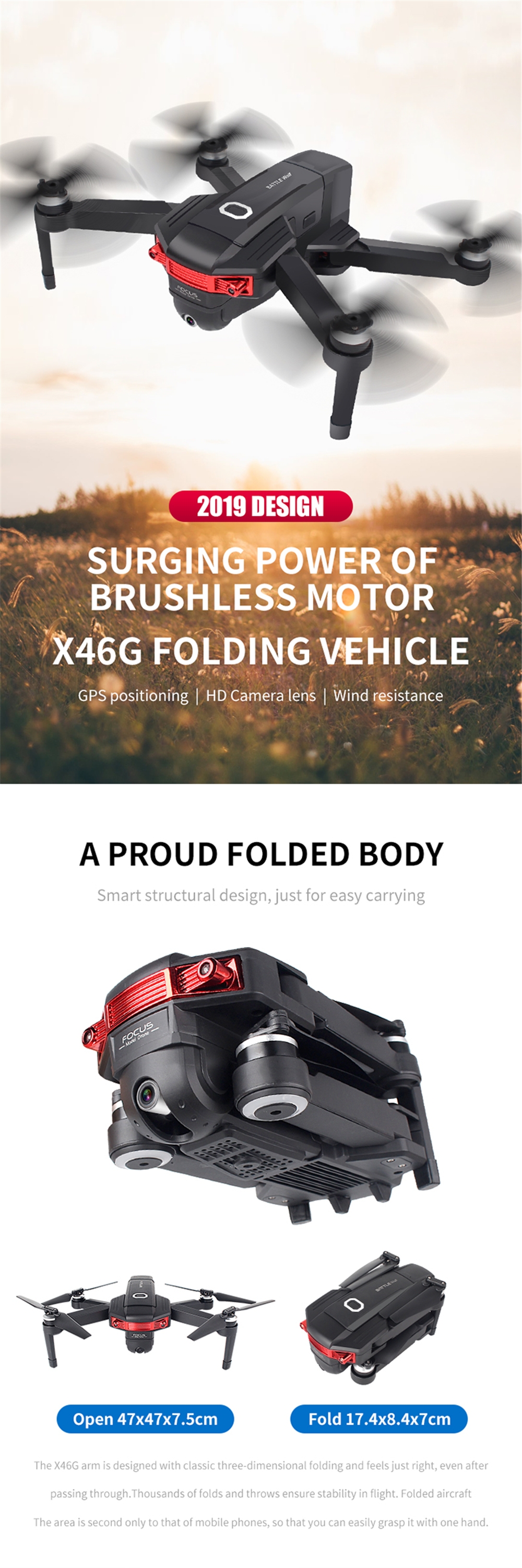 X46G-4K 5G WIFI FPV GPS With 4K Wide Angle Dual Camera Brushless Foldable RC Drone Quadcopter RTF