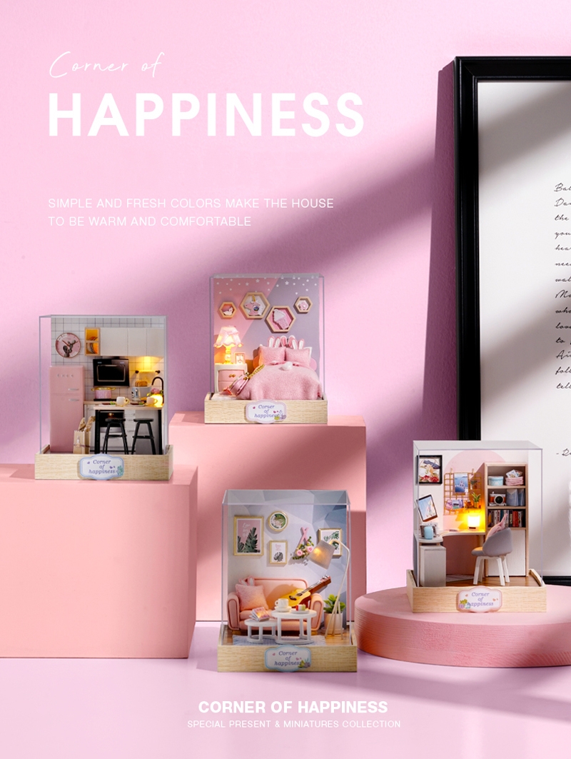 Cuteroom Corner of Happiness DIY Cabin Happiness One Pavilion Series Doll House With Dust Cover