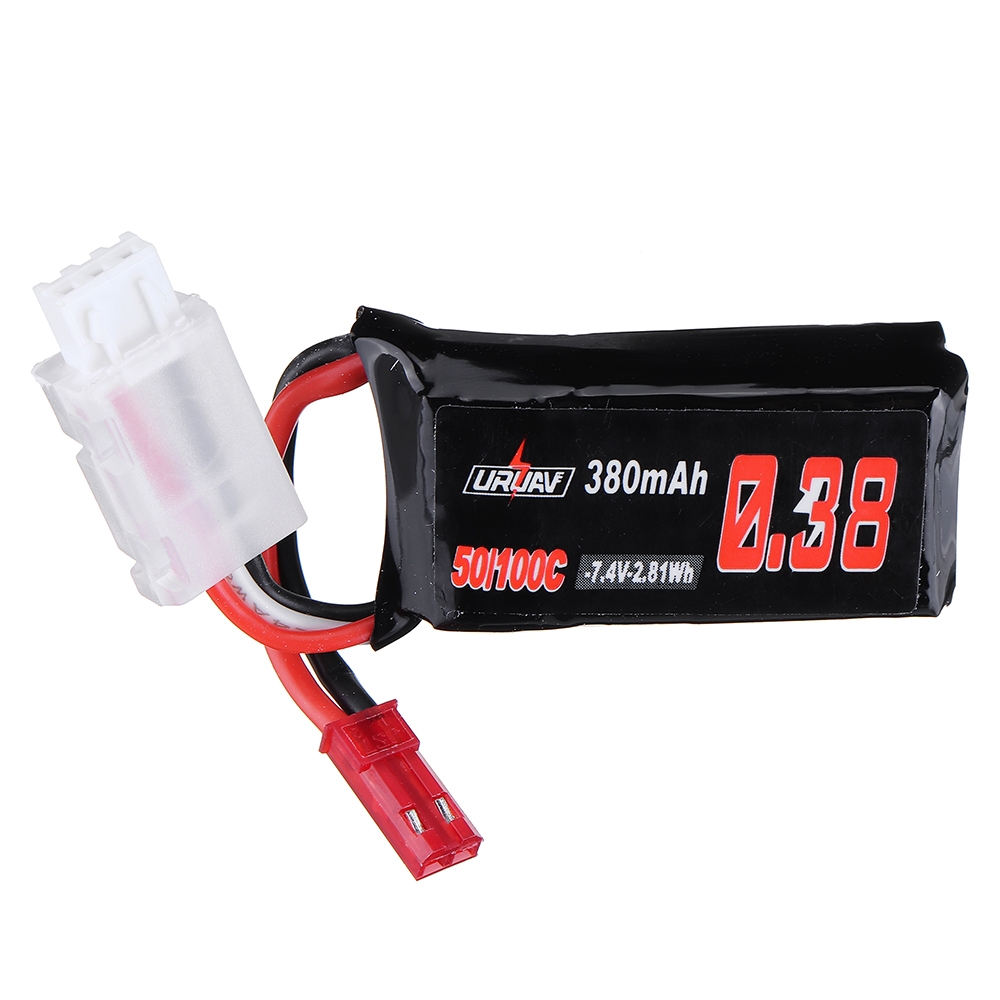 3Pcs URUAV 7.4V 380mAh 50C/100C 2S Lipo Battery JST Plug for FPV Racing Drone