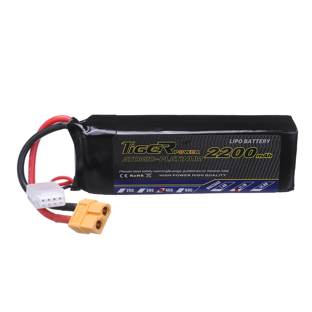 Tiger Power 11.1V 2200mAh 45C 3S Lipo Battery XT60 Plug for RC Drone Quadcopter Car