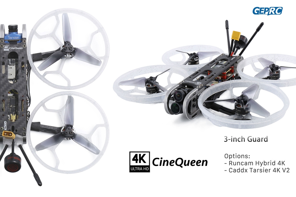 GEPRC CineQueen 4K 3inch Tarsier V2 CineWhoop 3~4S 5.8G 500mW VTX FPV Racing RC Drone