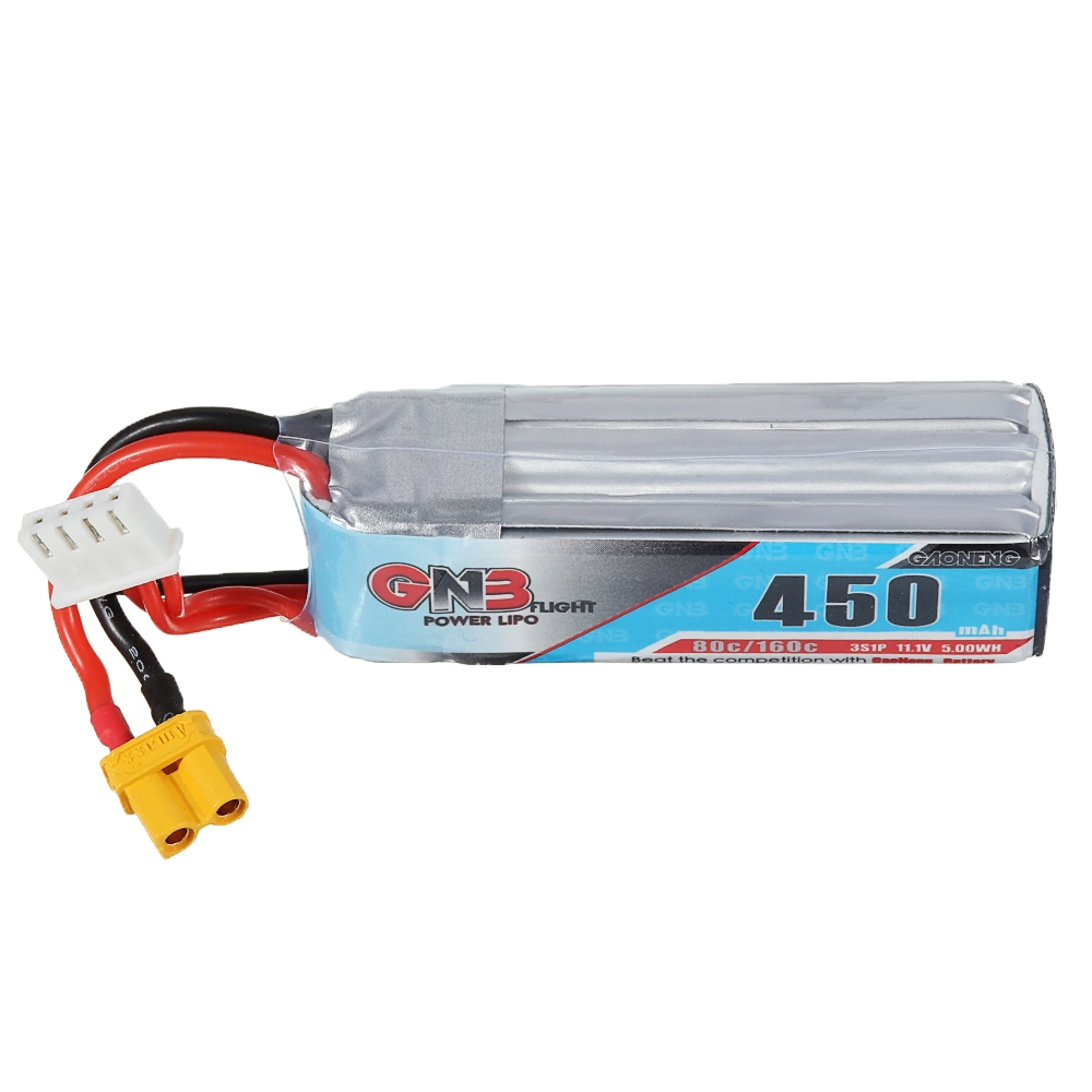 Gaoneng GNB 11.1V 450mAh 80/160C 3S Lipo Battery XT30 Plug for FPV Racing Drone