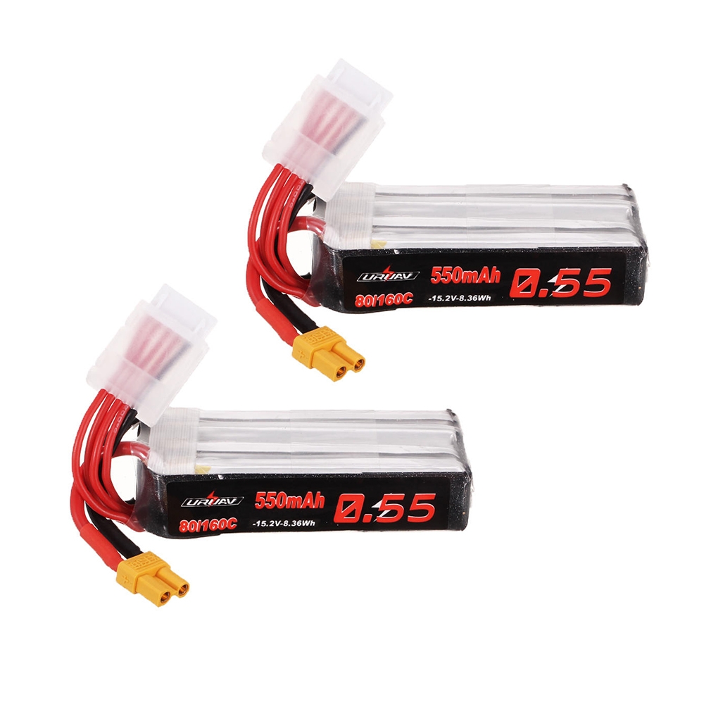 2Pcs URUAV 15.2V 550mAh 80C/160C 4S Lipo Battery XT30 Plug for RC Drone