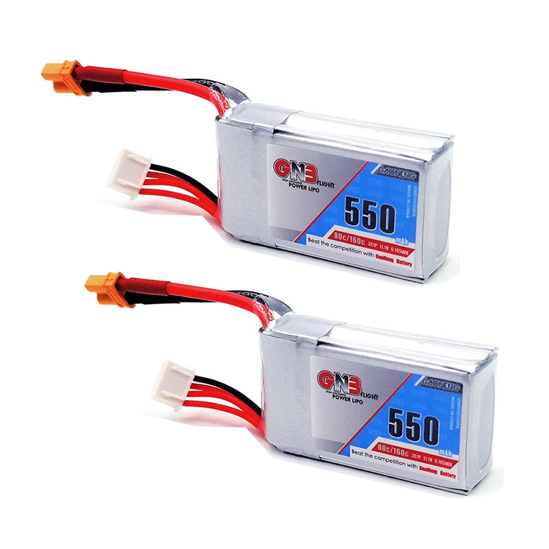 2Pcs Gaoneng GNB 11.1V 550mAh 80/160C 3S Lipo Battery XT30 Plug For Eachine Lizard95 FPV Racer