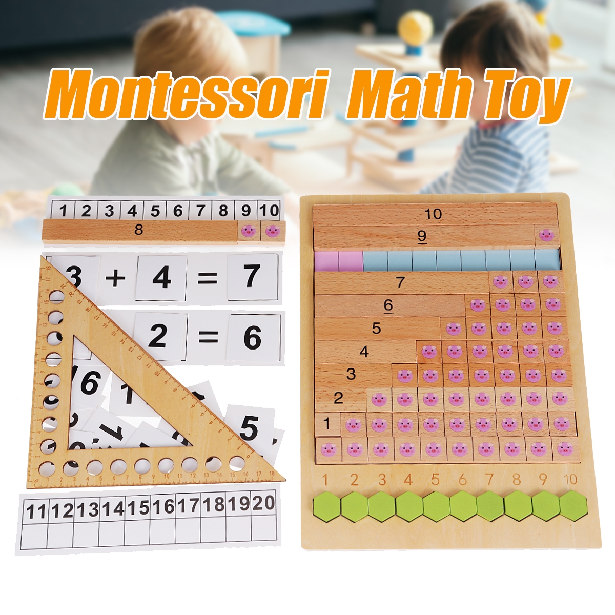 Kids Wooden Counting Montessori Toys Numbers Match Education Teaching Math Toys