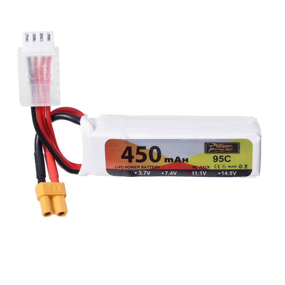 ZOP Power 11.1V 450mAh 95C 3S Lipo Battery XT30 Plug for 90-150 Sizes Multirotor FPV Drone