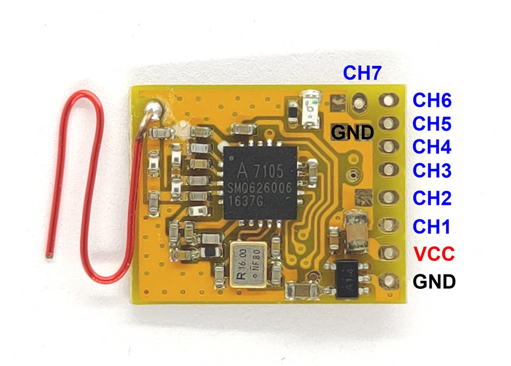 DasMikro DM Racing Das87 Flysky AFHDS2A 7CH Nano RC Receiver Transmitter Parts