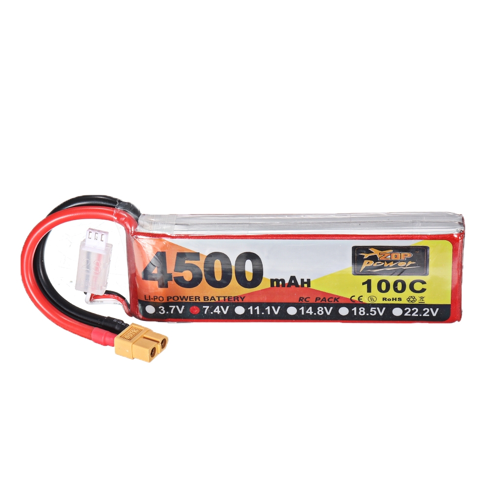 ZOP Power 7.4V 4500mAh 100C 2S Lipo Battery XT60 Plug for RC Drone