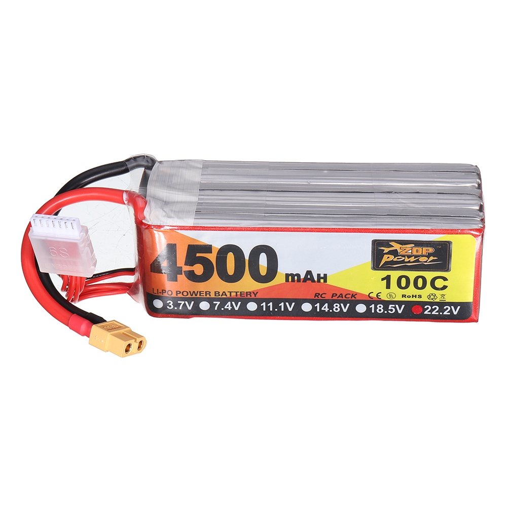 ZOP Power 22.2V 4500mAh 100C 6S Lipo Battery XT60 Plug for RC Racing Drone