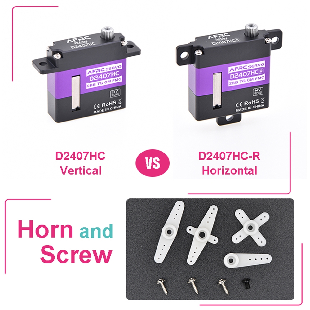 2 pcs AFRC-D2407HC Vertical Micro Servo 7KG Torque 120 Degree 4.8-8.4V Low Full Metal Digital Steering Gear For DIY Robot RC Fixed Wing Car UAV