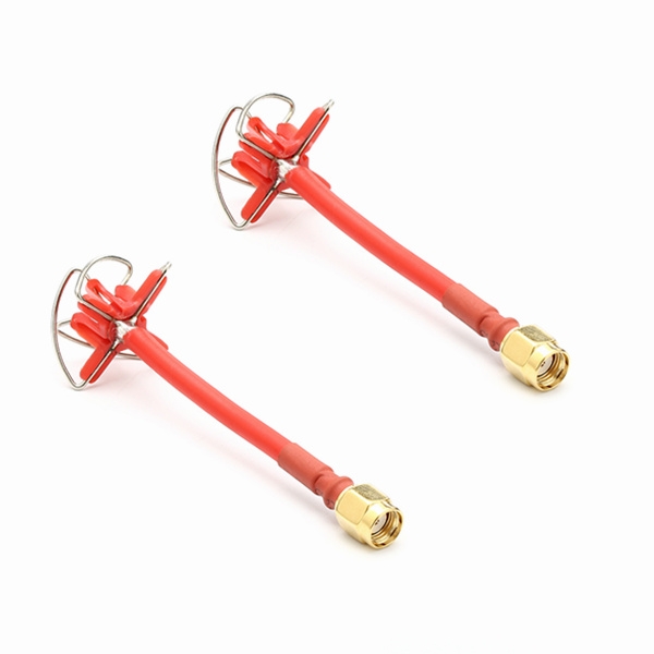 Realacc 5.8Ghz 5dbi 50w RHCP 4 Leaf FPV Antenna SMA/RP-SMA Red