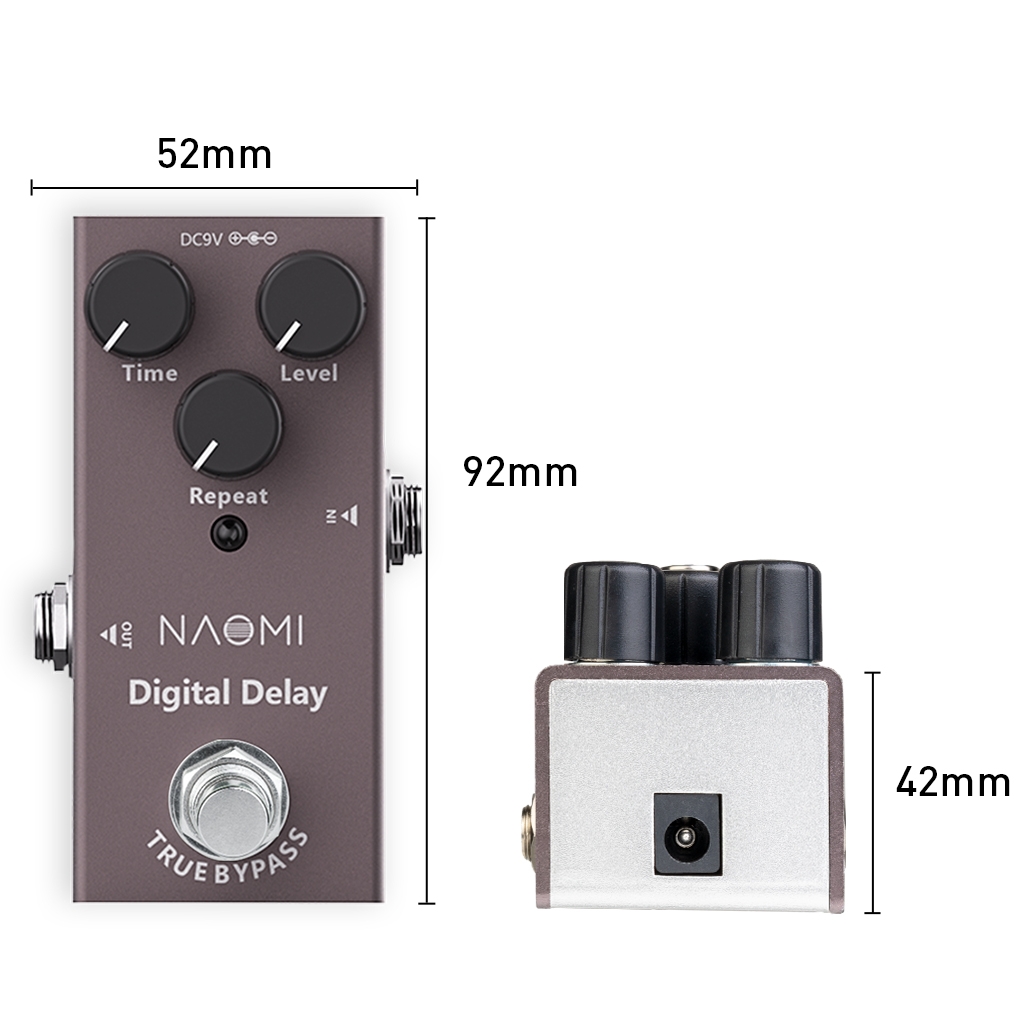 NAOMI Guitar Effect Pedal 25ms-600ms Delay DC 9V Adapter #NEP-08 True Bypass Mini Effect Pedal