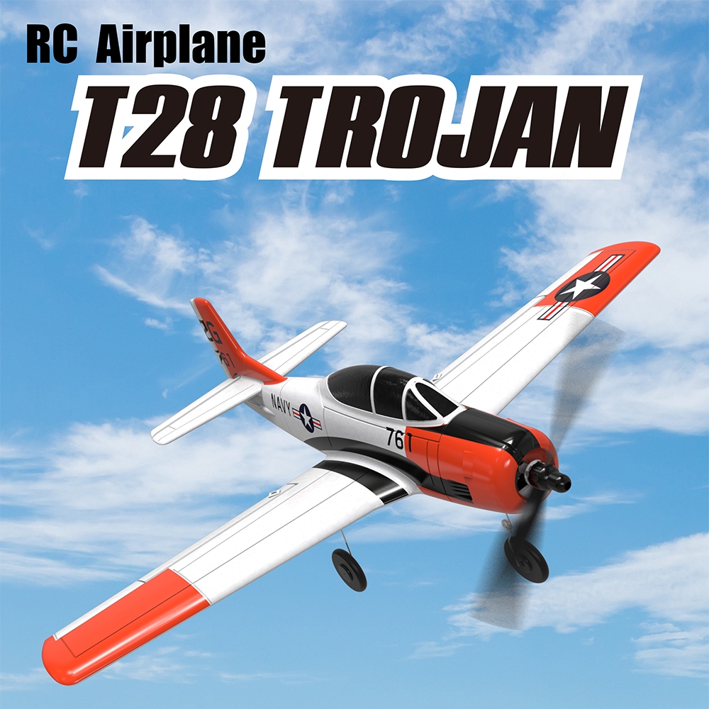 Eachine Mini T-28 Trojan EPP 400mm Wingspan 2.4G 6-Axis Gyro RC Airplane Trainer Fixed Wing RTF One Key Return for Beginner Two Batterries/Three Batterries