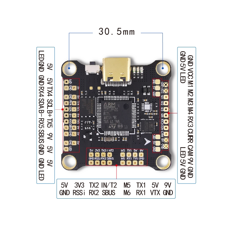 30.5mm HAKRC F405 DJI Version HK4530D 3~6S Flight Controller FPV Multirotor Compatible with DJI Air Unit