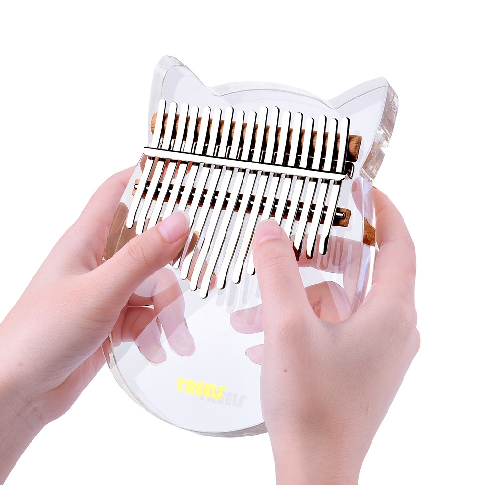 Treelf TF-17C 17 key Kalimbas Acrylic Thumb Piano 17 Keys Mbira Transparent Keyboard Instrument