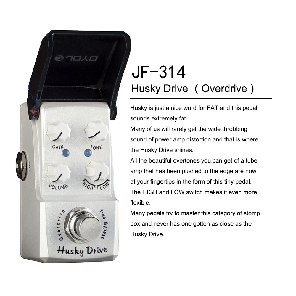 JOYO JF-314 Husky Drive Overdrive Guitar Effect Pedal Suit for Blues Solo High-Power Drive Booster True Bypass HIGH LOW Switch