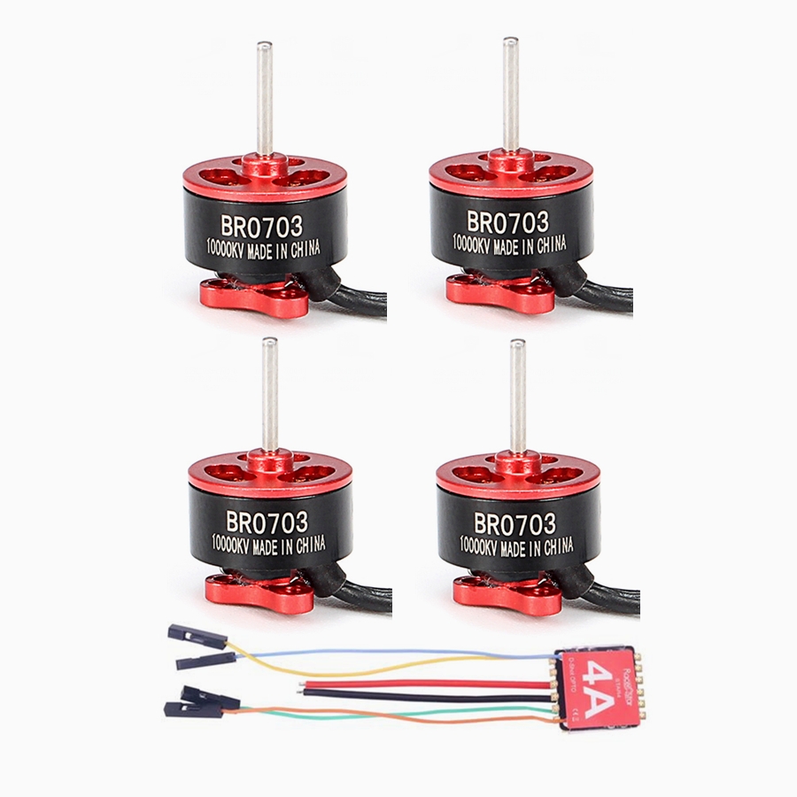 4X Racerstar Racing Edition 0703 BR0703 10000KV 1-2S Motor + 16x16mm Star4 4A 1S Blheli_S 4 in 1 ESC